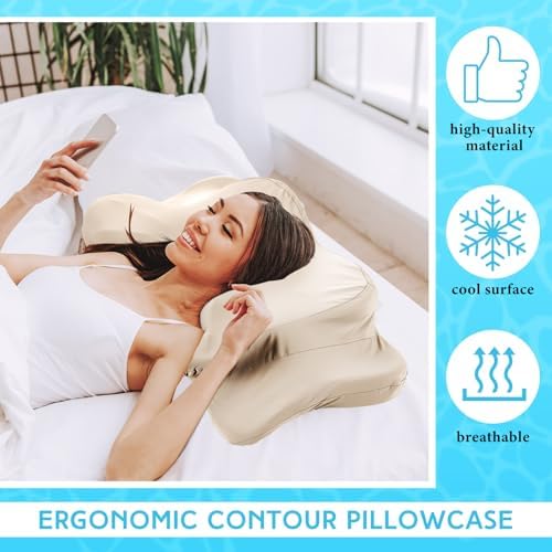 Hahafelt Cooling Cervical Neck Pillowcase,Champagne,Standard Size - Image 4