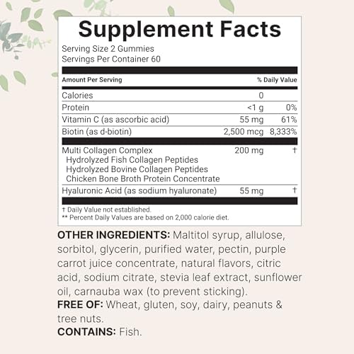 Micro Ingredients Multi Collagen Peptides, 120 Collagen Gummies | Type I,II,III,V,X Protein with Biotin, Hyaluronic Acid, & Vitamin C Complex | Pomegranate & Berry Flavored | Sugar Free, Non-GMO - Image 4