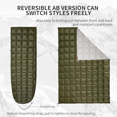 Down Camping Blanket - Lightweight, Packable, Warm & Puffy Outdoor Travel Quilt for Sleep, Hiking, Backpacking, Stadium, Festivals, Water-Resistant Sleeping Bag 55"x79" - Image 4