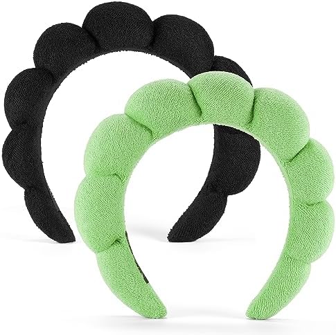 Ztomine 2 Count Hairband, Set of 2 - Thick, Soft, Plush, Absorbent Terry Cloth Spa Headbands for Washing Face or Facial - Puffy Makeup Headbands for Face Washing, Mask, Skin Treatment by Ztomine