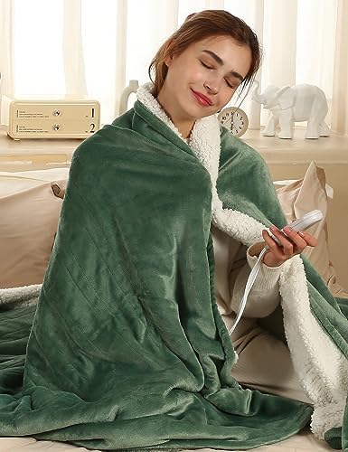 ESTINGO Heated Blanket Full Size, Full Electric Blanket with 6 Heating Levels & 1-10 Hours Adjustable Timer, Fast Heating Blanket with Full Body Warming, Overheating Protection, 72"x84", Hunter Green by ESTINGO-EnjoyToastyWarm