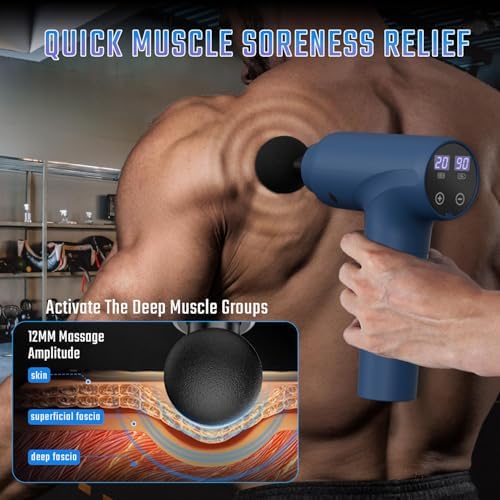 cotsoco Massage Gun Deep Tissue, Fathers Day Dad Gifts, Muscle Massage Gun with 9 Attachment Heads 20 Speeds & Silent Brushless Motor for Pain Relief, Handheld Percussion Back Massager Gun - Image 6