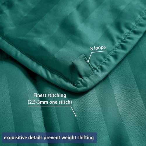 Weighted Blanket for Adults (15 lbs, 48" x 72", Glossy green Stripes) Heavy Blanket for Sleeping Perfect for 160-180 lbs, Twin Size Breathable Blanket with Premium Glass Bead, Machine Washable - Image 6