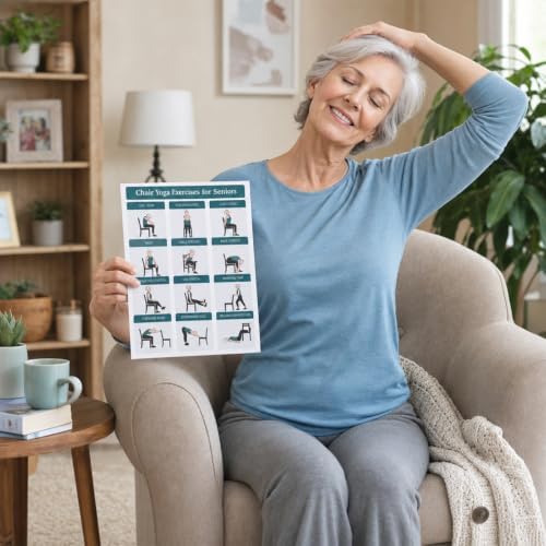 Chair Yoga Exercise Posters 4 Pack Seated Workout Charts for Seniors Beginners 8x10 Inch Fitness Guides for Flexibility Strength Physical Therapy Home Use (Green) - Image 4
