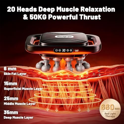 20 Head Massage Gun Deep Tissue, Back Massager for Pain Relief with 3 Modes & 30 Levels, Portable Handheld Muscle Massager Gun for Back, Foot, Neck, Shoulder, Leg, Quiet Ideal Gifts - Image 2