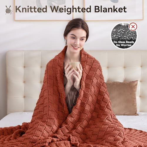 Knitted Weighted Blanket for Adult, No Beads Heavy Blanket 50"x60" 10lbs - Image 5