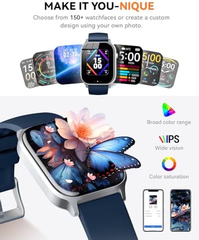 Smart Watches for Women Men, Fitness Tracker Watch with 110 Sports Modes, Step Counter/Sleep Monitor/Pedometer, IP68 Waterproof, Bluetooth Call & Music Control Smartwatch for iPhone/Android,Blue - Image 5