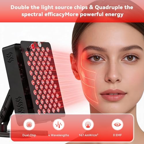 Red Light Therapy for Body, 660nm 850nm Near Infrared Lamp with Timer and Remote, 70 Dual Chip LEDs Device with 350W of Power, Ideal for Face and Body (M70) - Image 2