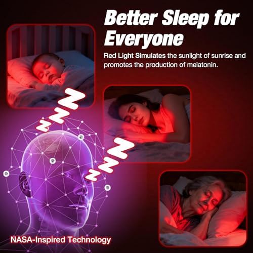 Red Light Therapy Lamp for Sleep, Bestkid 5-Level Night Light Red for Adult Kids, White Noise Sound Machine with APP Control Alarm Clock Timer for Bedroom, Stress Relief, Relaxation, 620-690nm - Image 3