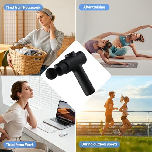Massage Gun Deep Tissue, Handheld Neck Massager, Portable - 6 Adjustable Vibration Levels, Electric Back Massagers for Athletes, Home & Gym, Mothers Day Gifts (Black) - Image 7