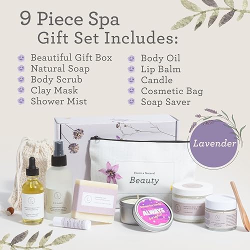 Lizush Luxury Spa Gifts for Women - 9 Piece Lavender Gifts for Her, Gift Baskets, Body Care Set for Mom, Birthday Box For Women, Self Care Spa Kit For Wife - Handmade in the USA - Image 3