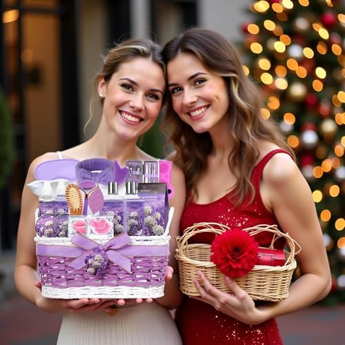 24-Piece Luxury Body Gift Set for Women, Spa Gift Basket Set, Lavender Home Spa Gifts for Women With Face Rollar tool, Bubble Bath, Facial Care, Bomb, Oil, Facial Skin Care gift set for Mother Her - Image 3