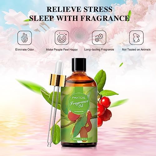 PHATOIL 3.38FL.OZ Honeysuckle Fragrance Oils for Aromatherapy, Essential Oils for Diffusers for Home, Perfect for Diffuser, DIY Candle and Soap Making, DIY Scented Products - 100ml - Image 4