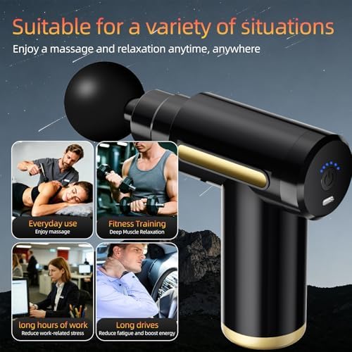 Massage Gun, Electric Massager, Suitable for Whole Body to Relieve Fatigue, Replaceable Massage Head Impact Massager, The Best Choice for Gift Giving (Black-720) - Image 2