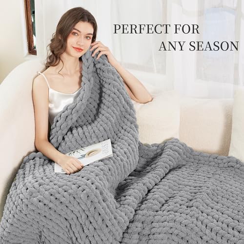 Chunky Knit Blanket Throw for Couch, 51"x63" Chunky Yarn Knitted Blankets - Image 5