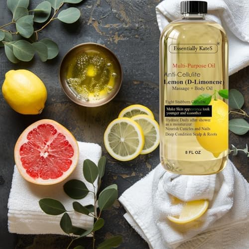 Essentially KateS Lemon (D-Limonene) Massage Lotion Body Oil Multi-Purpose Oil 8 Fl Oz - Cellulite Massage, After-Shower Moisturizer, Hair Scalp Conditioning, and Nail & Cuticles Nourishing - Image 7