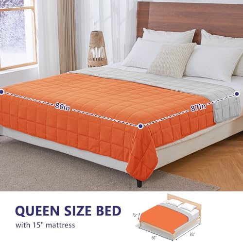 King Size Weighted Blanket for Adults (20 lbs, 80” x 87”, Orange) Cooling Heavy Blanket for Sleeping Perfect for 190-210 lbs, Breathable Blanket for Adults & Couple All Season, Machine Washable - Image 2