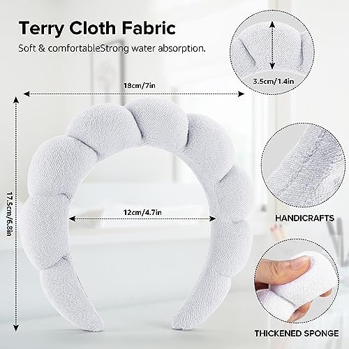 Ztomine Spa Headbands, Set of 2 - Terry Cloth Headband for Washing Face or Facial, Puffy Makeup Headbands for Face Washing, Mask, Skin Treatment - 1 White & 1 Black - Image 5