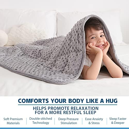Huloo Sleep Kids Weighted Blanket Twin 5lbs (36"×48",Gray) Breathable Soft Minky Weighted Throw Blanket for All Season,Heavy Blanket with Premium Glass Beads - Image 3