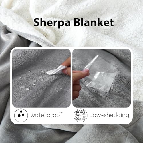 NANPIPER Sherpa Blanket for Couch, Warm and Lightweight Throw, Soft Fuzzy Plush Fleece for Winter, Lunar Rock Grey 50x60 Inches - Image 4