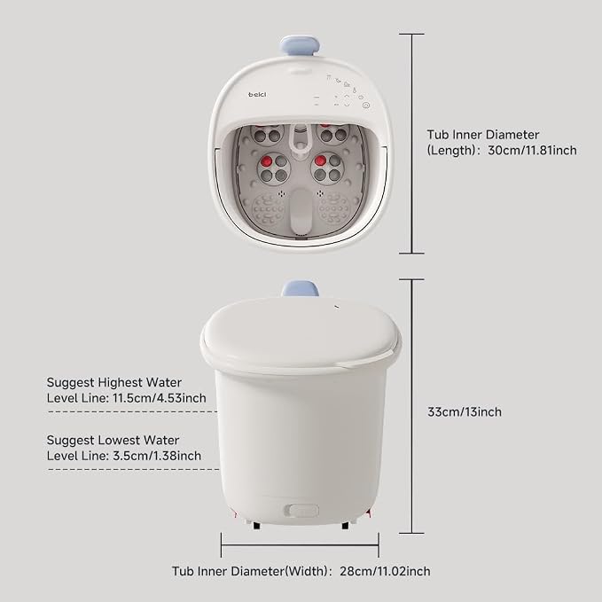 11.5-inch Foot Spa with Four Detachable Electric Massage Turntables, Featuring Circular Water Column Surfing Technology, Built-in Timer, and Intelligent Water Temperature Control - Image 8