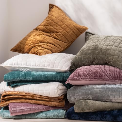 RECYCO Channel Box Stitch Velvet Quilt Set, Full Queen Size, Aqua Green - Image 6