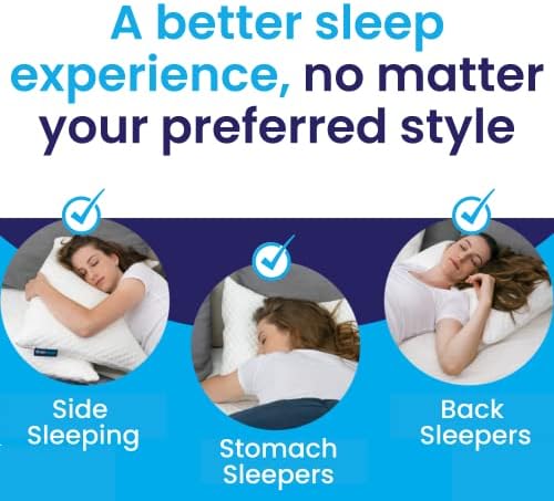 Sidney Sleep Adjustable Curved Pillows for Neck and Shoulder Support with Extra Shredded Fill - Cervical Contour Pillow for Side and Back Sleeper - King Size - 19" x 36" CertiPUR-US Certified (Grey) - Image 4
