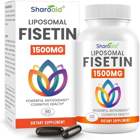 1500mg Fisetin Supplements - Powerful Absorption with Liposomal Delivery,98% Pure Fisetin,Polyphenol Antioxidant for Healthy Aging,Non-GMO - 1 Bottles, 60 Softgels for Adults by Sharoaid