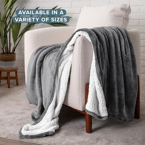 Bare Home Sherpa Fleece Blanket (King, Grey) - Image 2