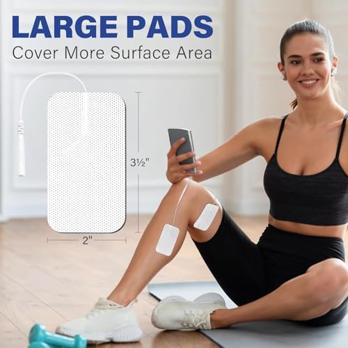 TENS Unit Electrode Pads, 10PCS 2"x 3.5" Large TENS Self-Adhesive Electrodes Pads Replacement with Plug 2.0mm for TENS Machine Massager, Reusable and Latex-Free - Image 3