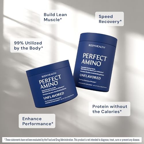 BodyHealth PerfectAmino - BCAA and EAA Powder for Pre and Post Workout - Amino Acid Energy Drink for Men and Women to Support Lean Muscle and Recovery - Unflavored (Lightly Sweetened) - 60 Servings - Image 3