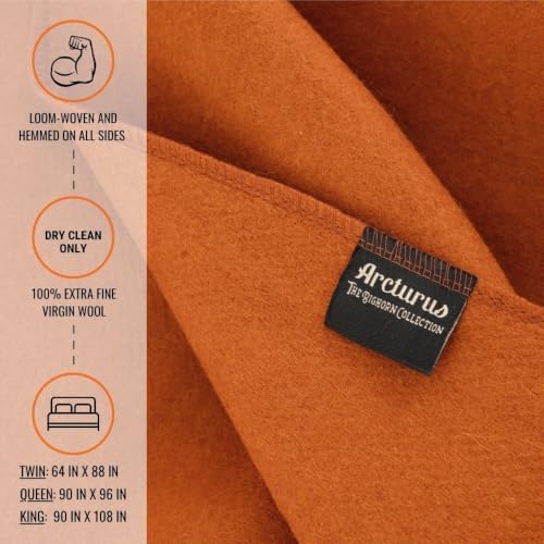 Arcturus Bighorn 100% Virgin Wool Blanket | Heirloom-Quality Wool Bedding for Home & Cabin | Warm, Thick & Durable (Twin Size, Bronze) - Image 2