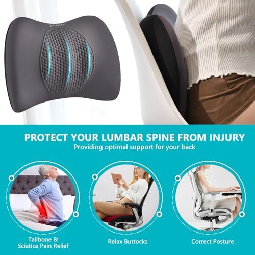 FLORICH Car Seat Cushion and Back Support for Office Chair Memory Foam Chair Cushions Pressure Relief Seat Pads with Gel Massage Point Lumbar Support (Light Grey) - Image 6