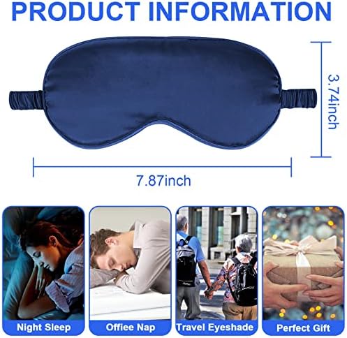 IEKEODI 2 Pack Silk Sleep Masks, Light Blocking Eye Masks, Black&Navy Blue - Image 2