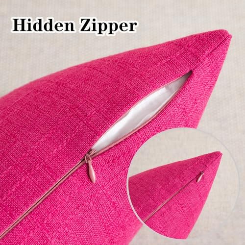 Kevin Textile Outdoor Waterproof 20”x20” Pillow Covers 2 Pack, Hot Pink - Image 3