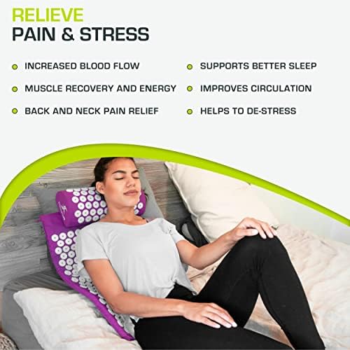 ProsourceFit Acupressure Mat and Pillow Set for Back/Neck Pain Relief and Muscle Relaxation, Purple - Image 5