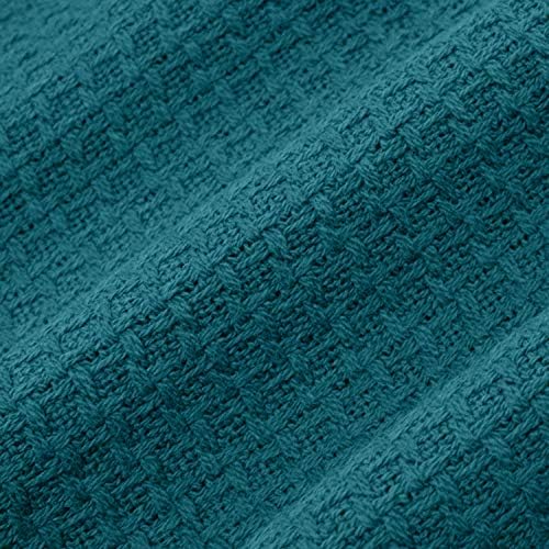 Sweet Home Collection 100% Fine Cotton Blanket Luxurious Weave Stylish Design Soft and Comfortable All Season Warmth, King, Teal (Pack of 6) - Image 3