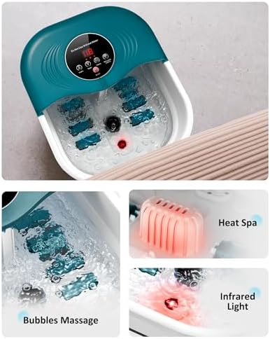 SPA4PIEDS Collapsible Heated Foot Spa Bath with Bubble, Foot Soaking Tub Featuring 8 Shiatsu Rollers Pumice Stone and Built-in Timer for Foot Relaxation, Self Care Gift for Mom,Dad,Parents(Green) - Image 6