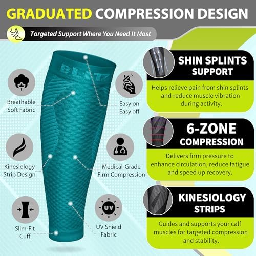 BLITZU Calf Compression Sleeves, Footless Compression Socks for Men & Women - Image 3