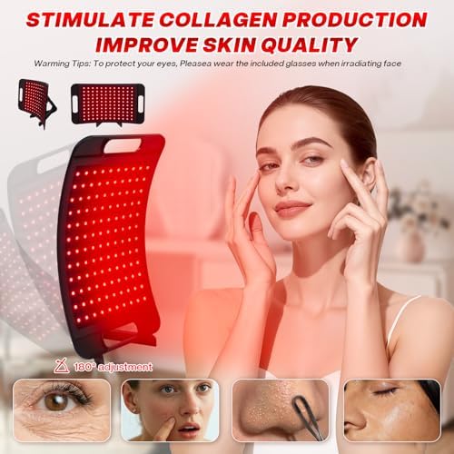 Red Light Therapy for Face and Body, 140PCS 3-in-1 LED Red Infrared Light Therapy Lamp Panel 660nm / 850nm /940nm Wavelength with Adjustable Stand&Protective Goggles–Home Use Gift for Man, Women&Pet - Image 5