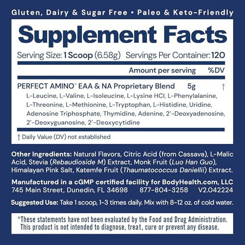 BodyHealth PerfectAmino Powder - BCAA and EAA Powder for Pre and Post Workout - Amino Acid Energy Drink for Men and Women to Support Lean Muscle and Recovery - Mixed Berry - 120 Servings - Image 2