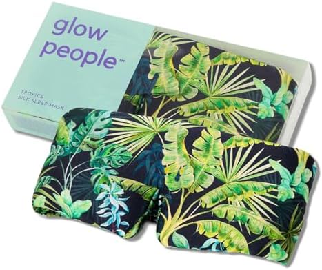 Glow People Silk Sleep Mask – 100% Mulberry Silk Eye Mask for Sleeping, Total Blackout, Cloud-Soft and Adjustable for Beauty Sleep and Travel - Tropics by GlowPeople