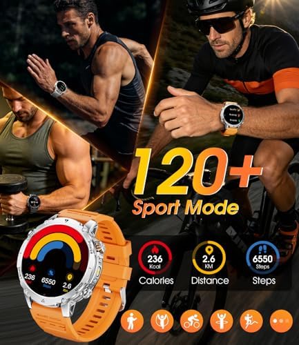 LIGE Military Smart Watch for Men, 1400mAh 60-Days Battery, 1.85" HD Smartwatch with LED Flashlight, 100+ Sports Mode, IP68 Waterproof, Pedometer, Fitness Watch for Android iOS (Sliver) - Image 4
