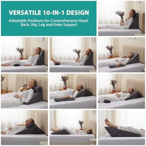 Bedluxe Wedge Pillow Set for After Surgery, Orthopedic Bed Wedge, Velvet - Image 2