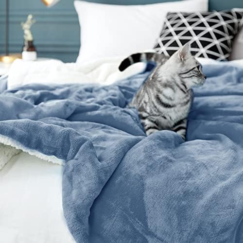 LBRO2M Sherpa Fleece Bed Blanket Twin Size,Super Soft Fuzzy Plush Warm Cozy Fluffy Microfiber Couch Throw Velvet Double Reversible Luxurious Blankets (Light Blue,Twin(65x90 Inches)) - Image 5