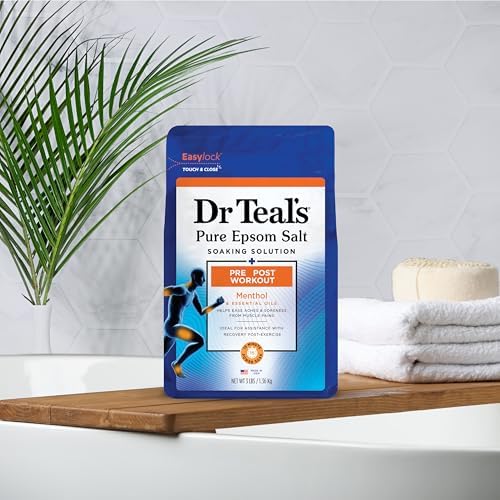 Dr Teal's Epsom Salt Magnesium Soak, Pre & Post Workout with Menthol & Essential Oils, 3 lbs (Pack of 4) - Image 7