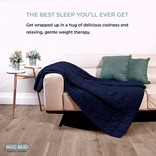Weighted Blanket - 80"x87" - 25-lbs - Queen/King Size Bed - No Cover Required - for 120-180-lb Adult - Heavy Adult Comforter - Premium Glass Beads - Calming Stimulation Sensory Relaxation - Navy Blue - Image 7