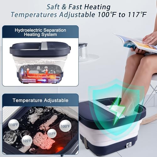 UNIFULL Collapsible Foot Bath Spa with Heat, Remote Control, Massage Rollers, Bubble, Foot Pedicure Kit, Red Light, Pedicure Foot Spa, Foot Bath for Gifts - Image 4