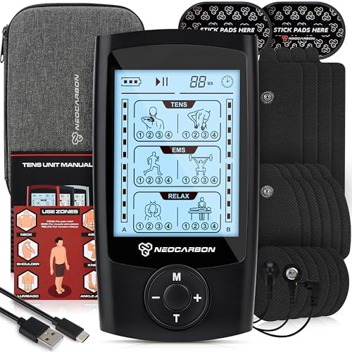 NEOCARBON TENS Unit Muscle Stimulator, Pulse Massager Machine, Black by Neocarbon