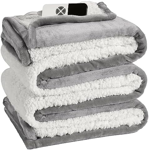 ESTINGO Heated Blanket Full Size, 72"x84" Electric Blanket with 6 Heating Levels & 1-10 Hours Adjustable Timer, Fast Heating Blanket with ETL & FCC Certification, for Full Body, Light Gray - Image 5